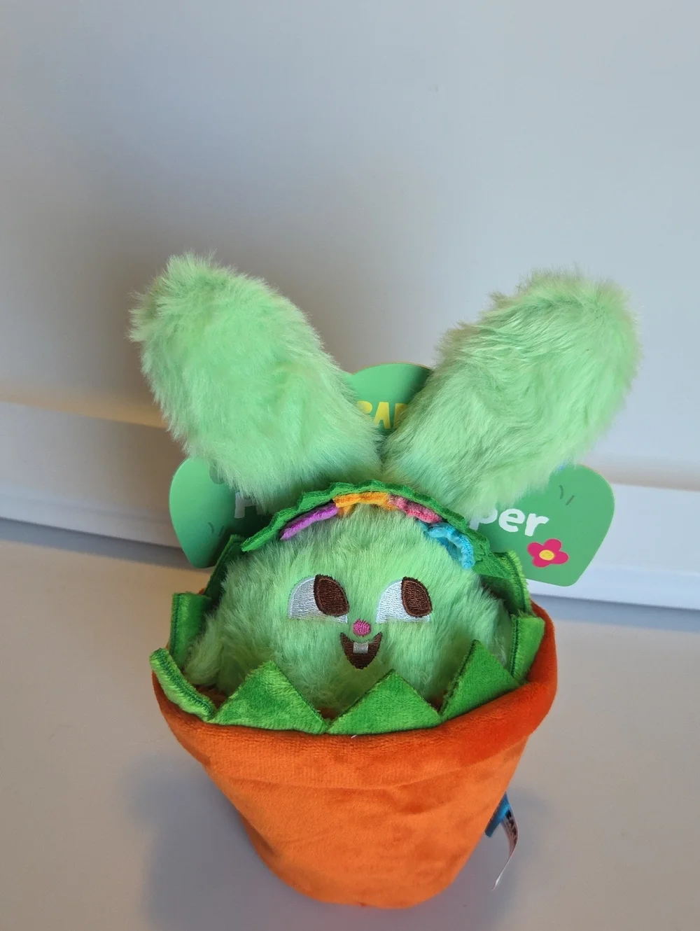 💰 3 For $35 Bark Box - Hana The Hippie Hopper - Lime Green Bunny in Orange Pot